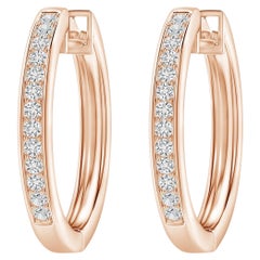 Boucles d'oreilles en or rose 14 carats avec diamants naturels (0,5 carattw Couleur-H pureté-SI2)