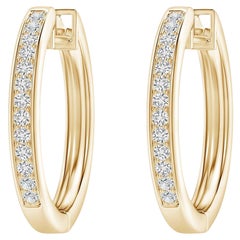 Natural Diamond Hoop Earrings in 14K Yellow Gold (0.33cttw Color-H Clarity-SI2)