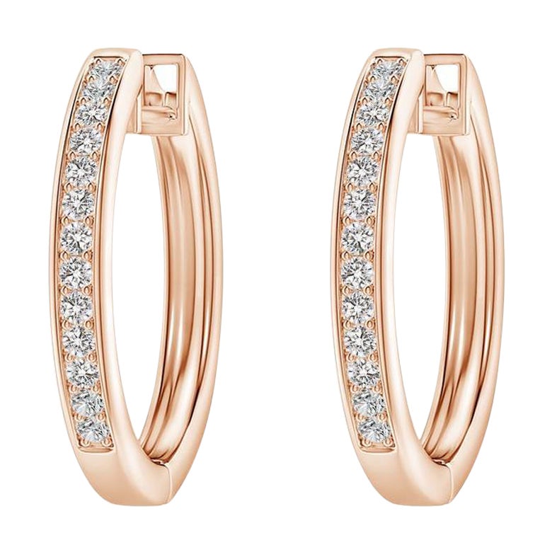 Orecchini a cerchio con diamanti naturali in oro rosa 14K 0,07cttw Colore-I-J Chiarezza-I1-I2