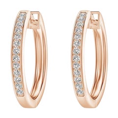 Créoles en or rose 14 carats avec diamants naturels 0,07 carattw Couleur-I-J Clarté-I1-I2