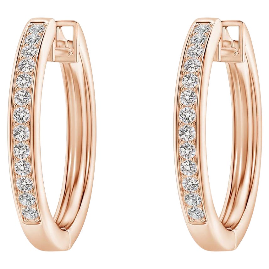 Orecchini a cerchio con diamanti naturali in oro rosa 14K (0,2cttw Colore-I-J Chiarezza-I1-I2)