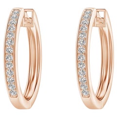 Créoles en or rose 14 carats avec diamants naturels (0,2 cttw Couleur-I-J Clarté-I1-I2)