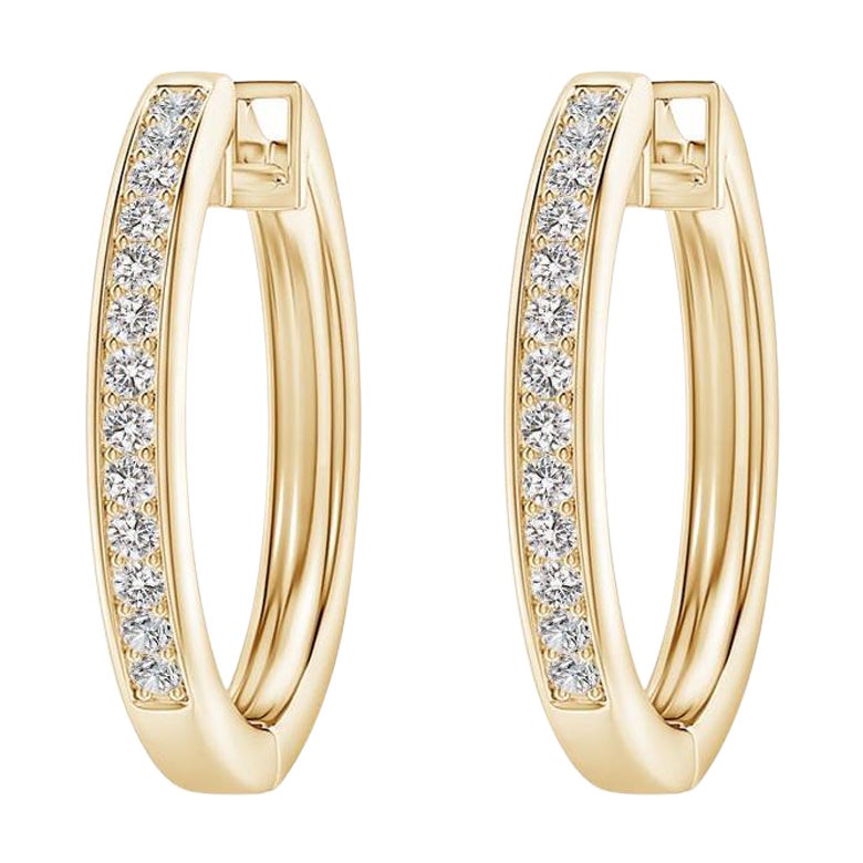 Natural Diamond Hoop Earrings in 14K Yellow Gold 0.07cttw Color-I-J Clarity-I1I2