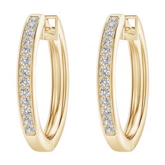 Natural Diamond Hoop Earrings in 14K Yellow Gold 0.07cttw Color-I-J Clarity-I1I2