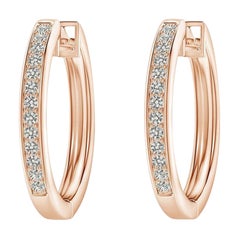 Natural Diamond Hoop Earrings in 14K Rose Gold (0.07cttw  Color-K  Clarity-I3)