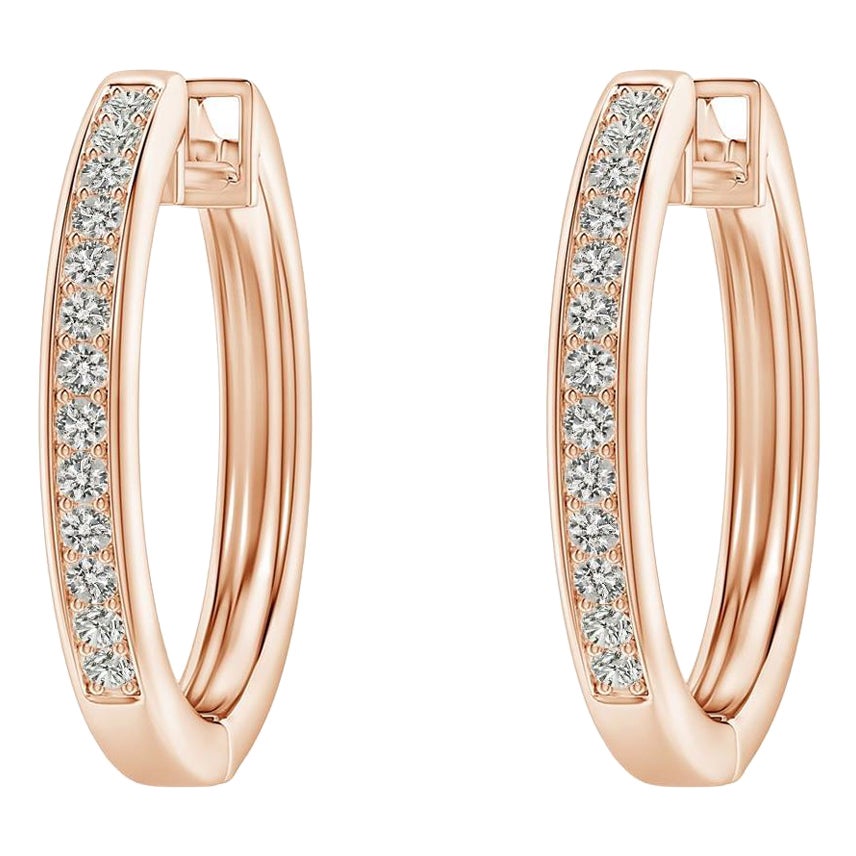 Orecchini a cerchio con diamanti naturali in oro rosa 14K (misura 1,2 mm)  K.K.)