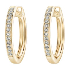 Natürliche Diamant-Creolen aus 14K Gelbgold (0,07cttw  Farbe-K  Klarheit-I3)