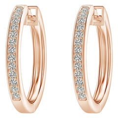 Pendientes de aro de diamante natural en oro rosa de 14 quilates (0,33 ctw  Color-K  Claridad-I3)