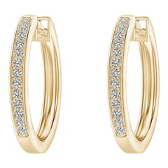 Natural Diamond Hoop Earrings in 14K Yellow Gold (0.2cttw  Color-K  Clarity-I3)