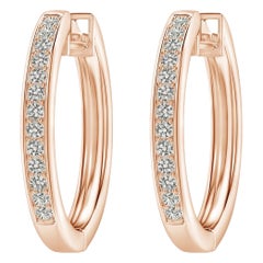 Natural Diamond Hoop Earrings in 14K Rose Gold (0.5cttw  Color-K  Clarity-I3)