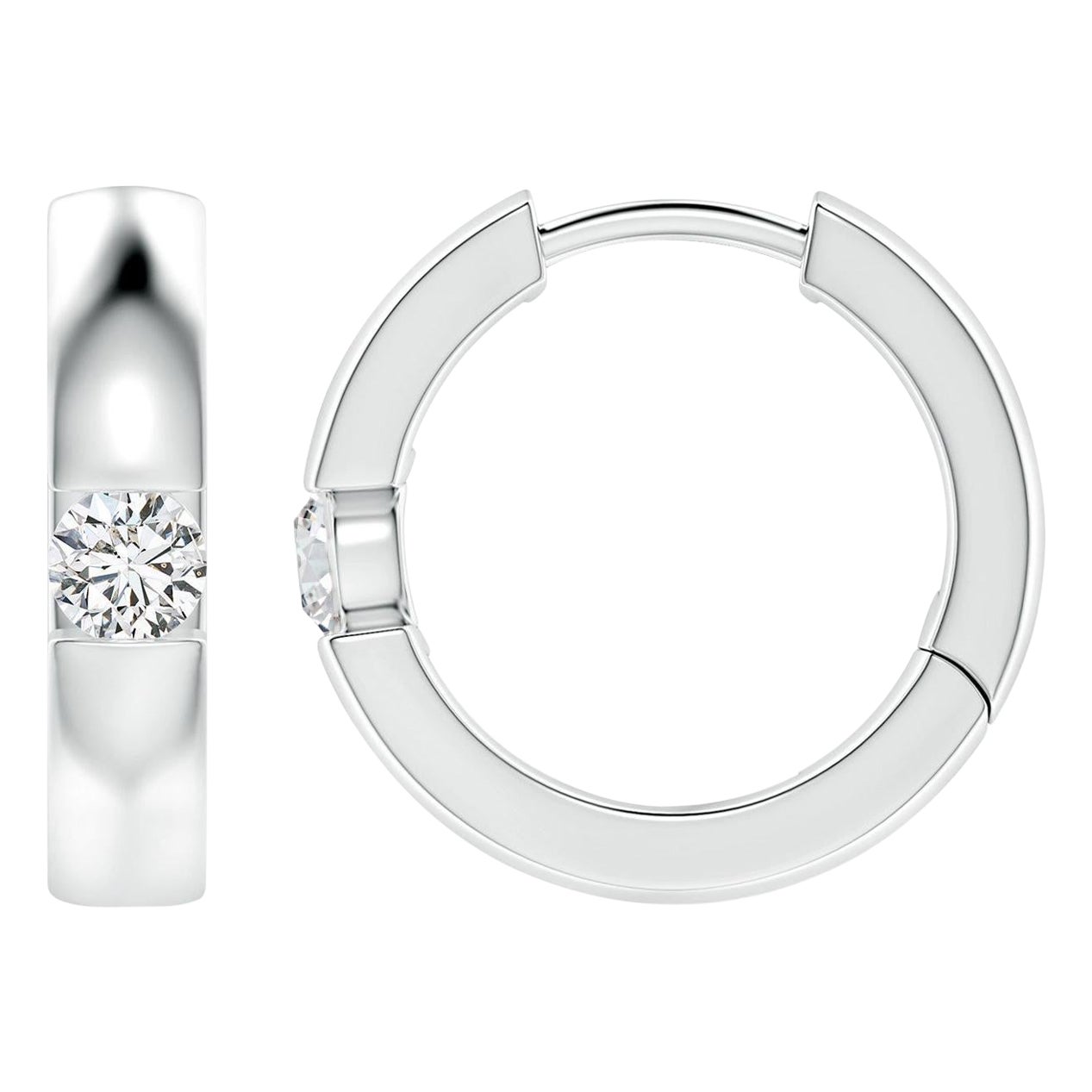 ANGARA Natural Round 0.15ct Diamond Hoop Earrings in Platinum (Color-H)