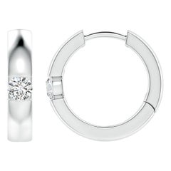 ANGARA - Boucles d'oreilles en platine avec diamant rond naturel de 0,15 ct (couleur-H)