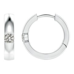 Natürliche runde Diamant-Creolen aus Platin (Größe-3 mm, Farbe-K)