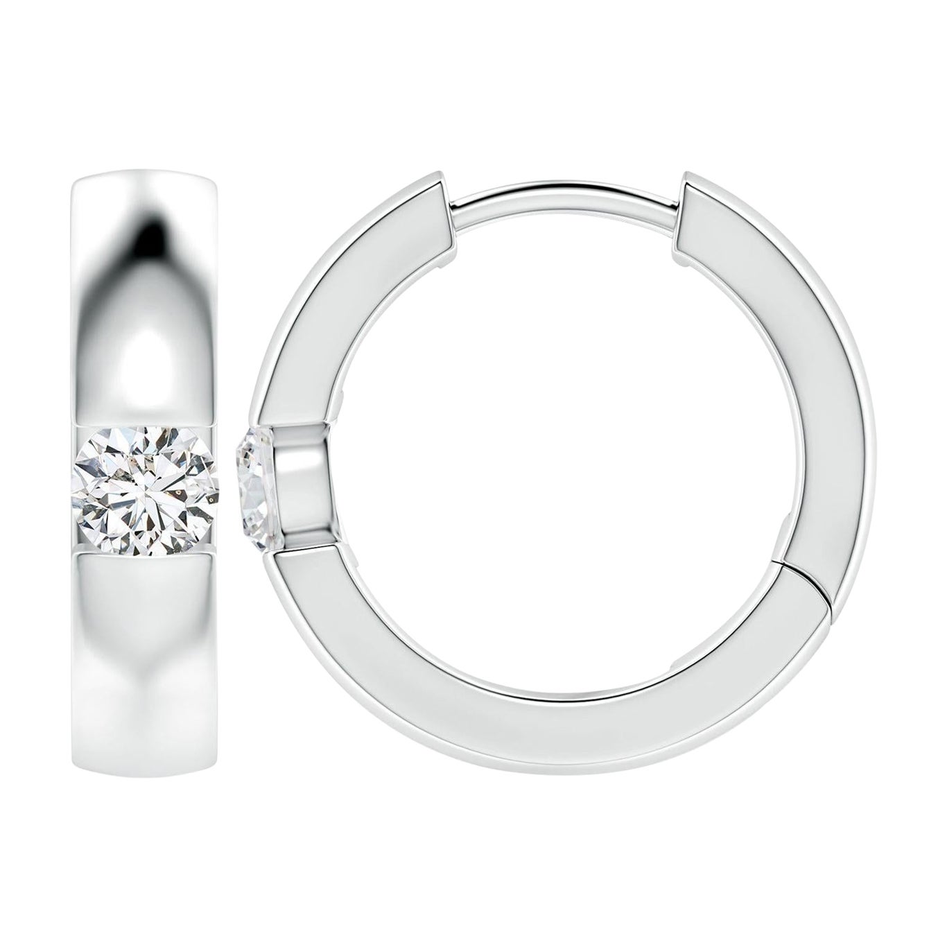 ANGARA Natural Round 0.35ct Diamond Hoop Earrings in Platinum (Color-H)