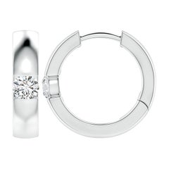 ANGARA - Boucles d'oreilles en platine avec diamant rond naturel de 0,35 ct (couleur-H)