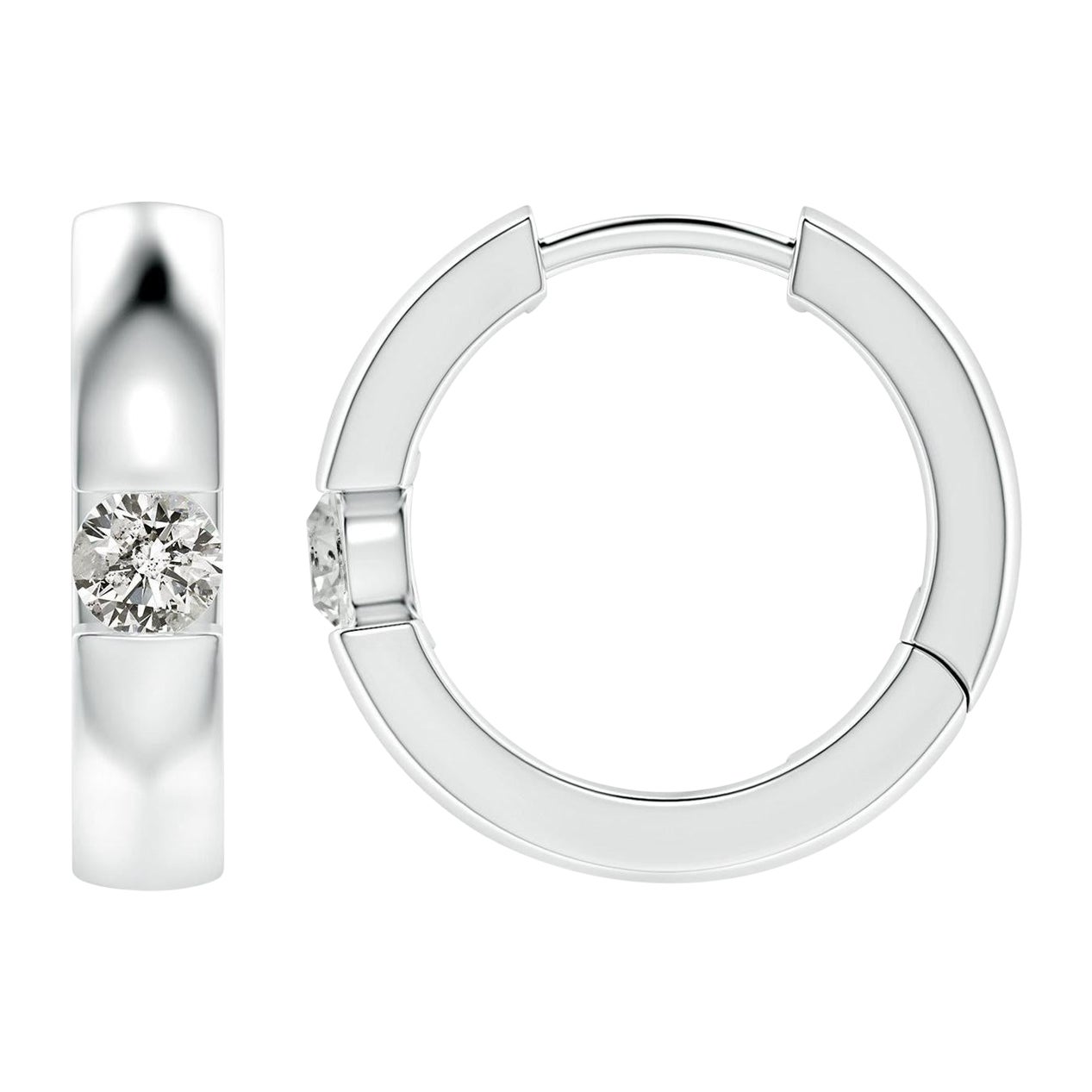 ANGARA Natural Round 0.15ct Diamond Hoop Earrings in Platinum (Color-K)