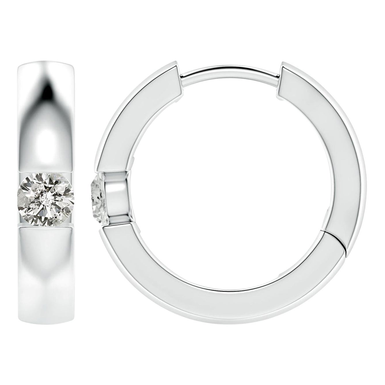 ANGARA Natural Round 0.23ct Diamond Hoop Earrings in Platinum (Color-K)