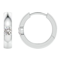 Boucles d'oreilles créoles en platine avec diamants ronds naturels de 2,5 mm, couleur I-J