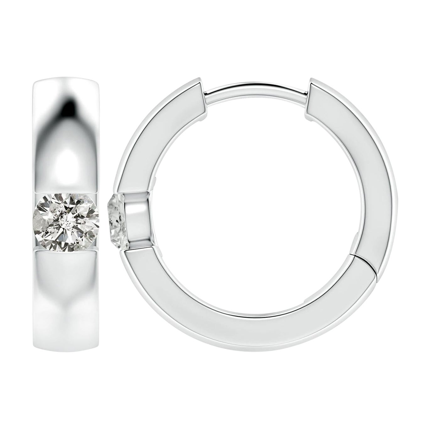 ANGARA Natural Round 0.35ct Diamond Hoop Earrings in Platinum (Color-K)