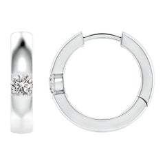 Créoles en platine avec diamants ronds naturels de 3 mm, couleur I-J