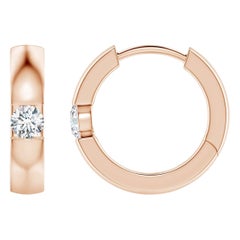 Créoles en or rose 14 carats avec diamants ronds naturels (taille-2,5 mm, couleur-G)