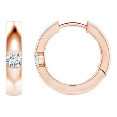 Créoles en or rose 14 carats avec diamants ronds naturels (taille 3 mm, couleur G)