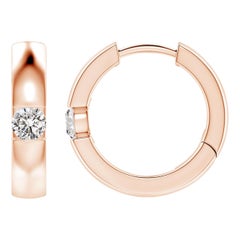 Pendientes de aro de diamante redondo natural ANGARA de 0,15 ct en oro rosa de 14 quilates (color-I-J)