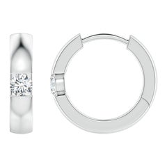 Orecchini a cerchio con diamanti tondi naturali in oro bianco 14K (misura 2,5 mm, colore G)