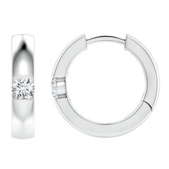 Orecchini a cerchio con diamanti tondi naturali in oro bianco 14K (dimensione 3 mm, colore G)