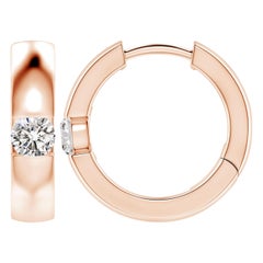 ANGARA Orecchini a cerchio con diamanti tondi naturali da 0,35 carati in oro rosa 14K (colore I+I)