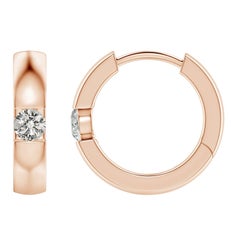 Créoles en or rose 14 carats avec diamants ronds naturels (taille 2,5 mm, couleur K)
