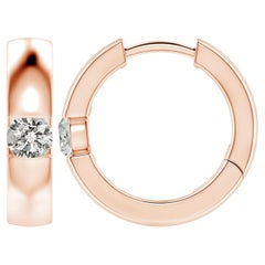 ANGARA Orecchini a cerchio con diamanti tondi naturali da 0,35 carati in oro rosa 14 carati (K.K.)