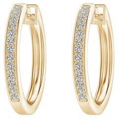 Pendientes de aro de diamante natural en oro amarillo de 14 quilates (0,33 ctw  Color-K  Claridad-I3)