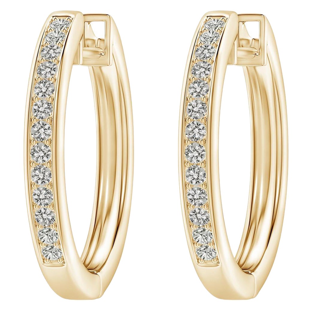 Natural Diamond Hoop Earrings in 14K Yellow Gold (0.5cttw  Color-K  Clarity-I3)