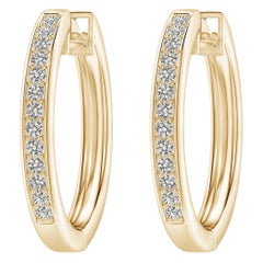 Natural Diamond Hoop Earrings in 14K Yellow Gold (0.5cttw  Color-K  Clarity-I3)