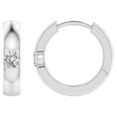 Natural Round 0.13cttw Diamond Hoop Earrings in 14K White Gold (Color-I-J)