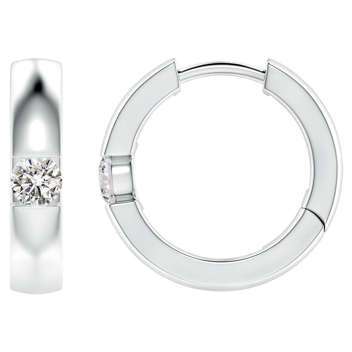 ANGARA Natural Round 0.2cttw Diamond Hoop Earrings in 14K White Gold (Color-I-J)