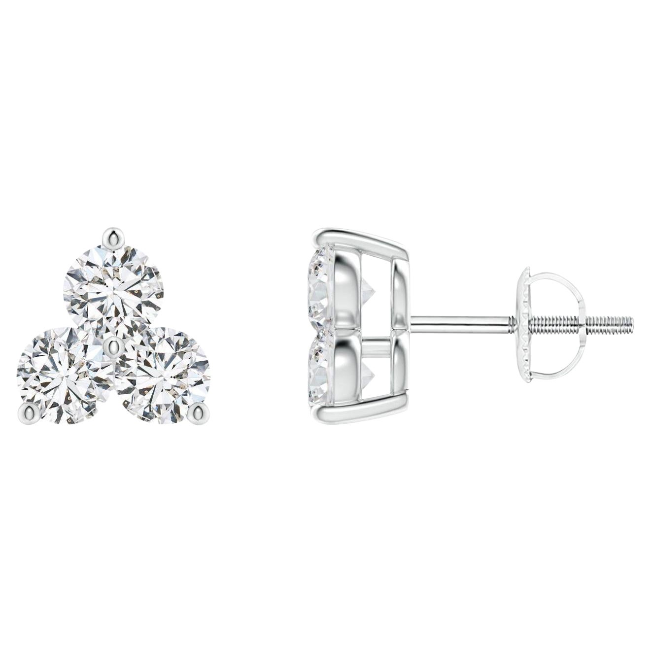 Natural Diamond Stud Earrings in Platinum (0.5cttw  Color-H  Clarity-SI2)