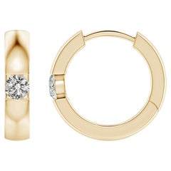 Natürliche runde Diamant-Creolen aus 14K Gelbgold (Größe 2,5 mm, Farbe K)
