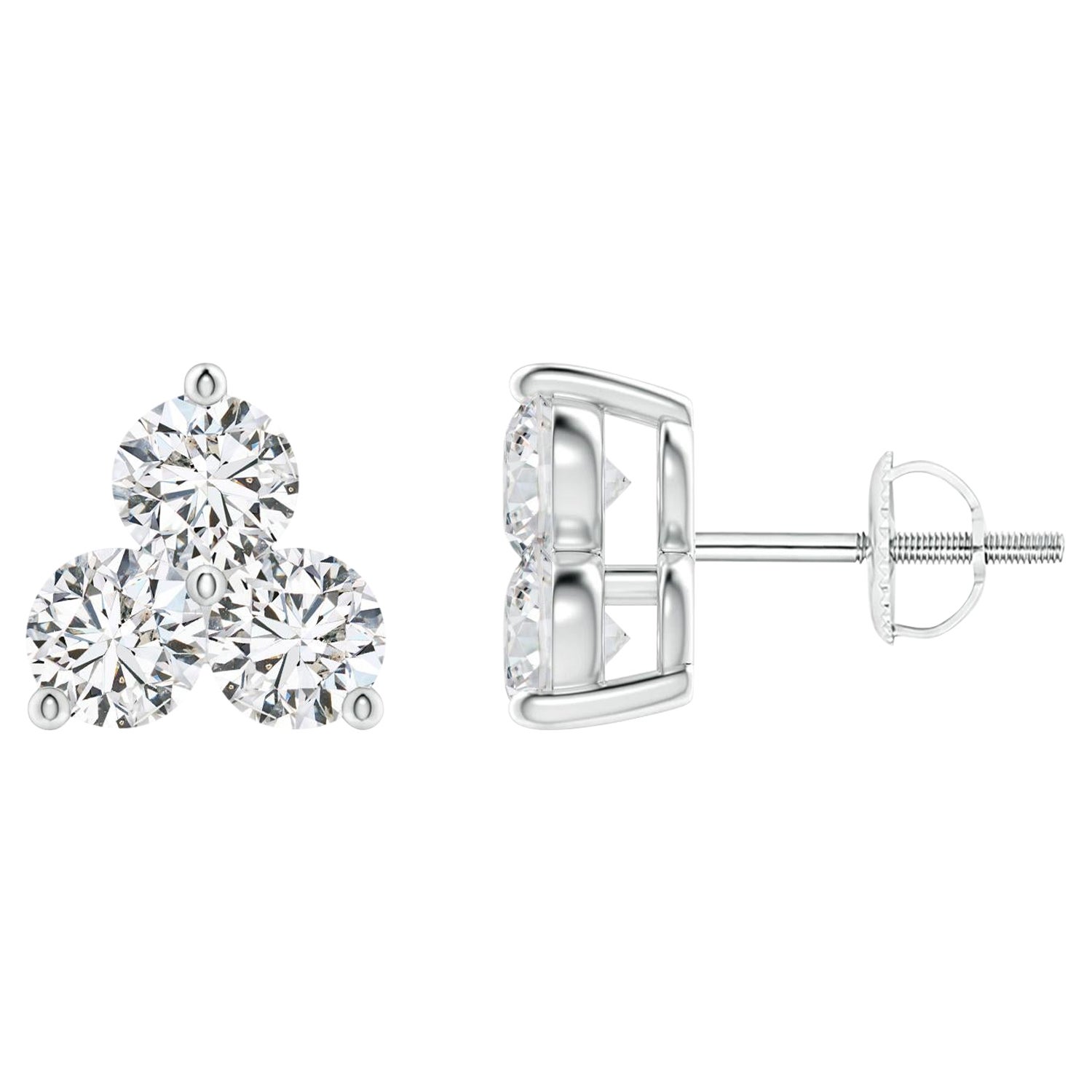 Natural Diamond Stud Earrings in Platinum (Size-3.6mm  Color-H  Clarity-SI2) For Sale