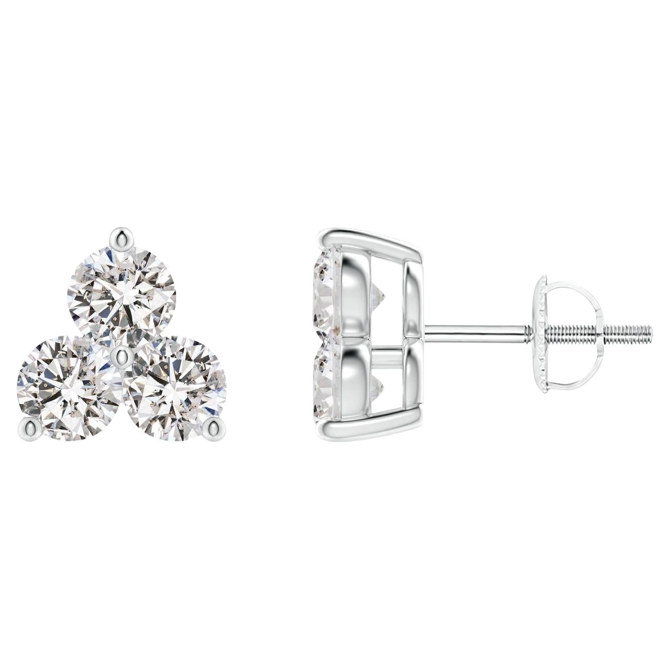 Natural Diamond Stud Earrings in Platinum (0.75cttw  Color-I-J  Clarity-I1-I2)