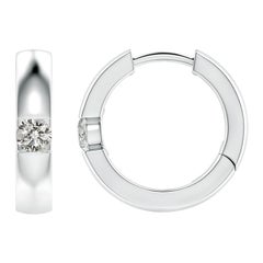 Orecchini a cerchio con diamanti tondi naturali in oro bianco 14K (misura 3 mm, colore K)