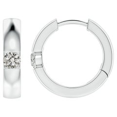 ANGARA Orecchini a cerchio con diamanti tondi naturali da 0,15 carati in oro bianco 14K (Color-K)