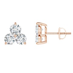 Orecchini con diamanti naturali in oro rosa 14K (misura 3,2 mm)  Colore-G)