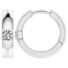 ANGARA Orecchini a cerchio con diamanti tondi naturali da 0,35 carati in oro bianco 14K (Color-K)