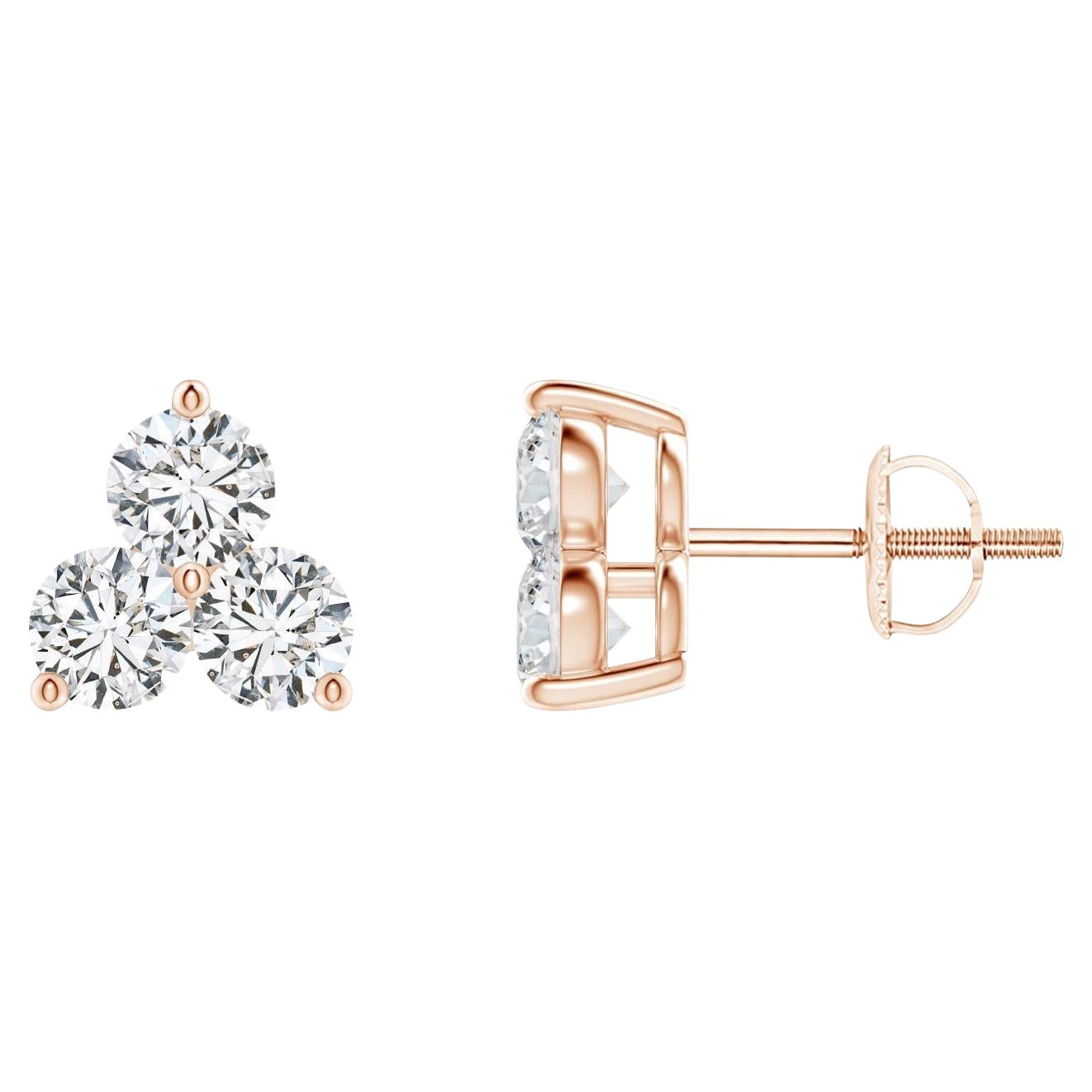 Natural Diamond Stud Earrings in 14K Rose Gold (0.5cttw  Color-H  Clarity-SI2)