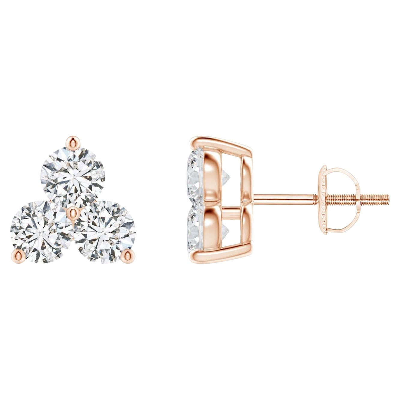 Natural Diamond Stud Earrings in 14K Rose Gold (0.75cttw  Color-H  Clarity-SI2)