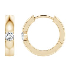 Natürliche runde Diamant-Creolen aus 14K Gelbgold (Größe 2,5 mm, Farbe G)