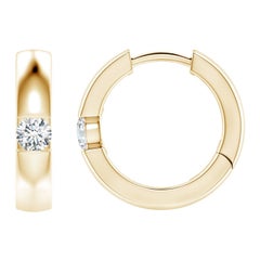 Natürliche runde Diamant-Creolen aus 14K Gelbgold (Größe-3 mm, Farbe G)