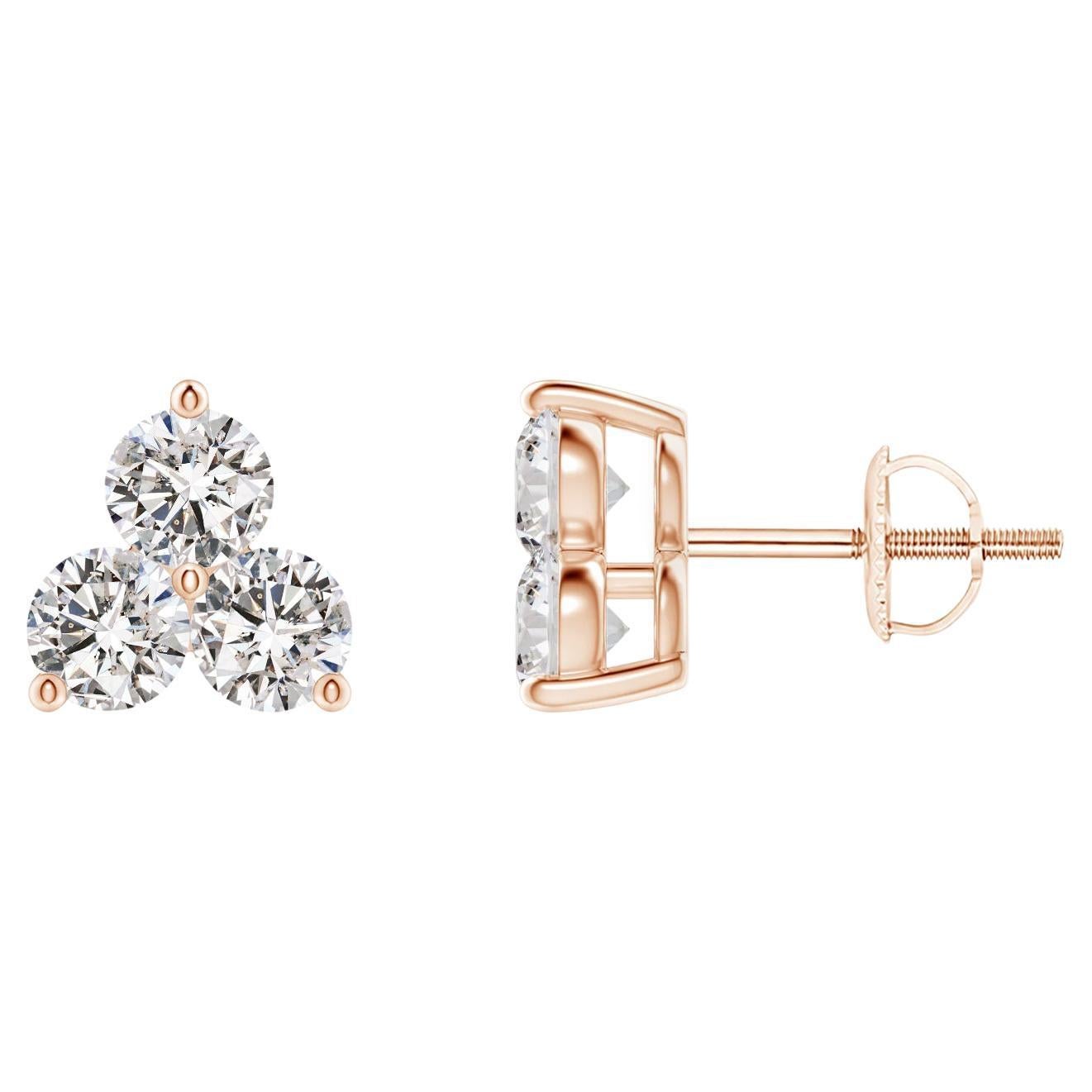 Natural Diamond Stud Earrings in 14K Rose Gold (0.5cttw Color-I-J  Clarity-I1I2)